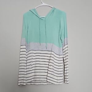 Market & Spruce Mint and Gray Striped Hoodie